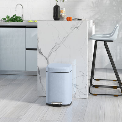 Light Blue 12L Metal Kitchen Bin with Modern Boxy Design by HOMCOM
