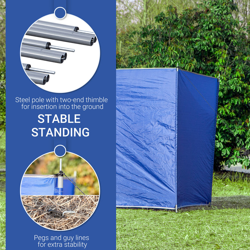 Foldable Camping Windbreak With Steel Poles And Carry Bag For Beach Shelter Privacy Blue AOSOM