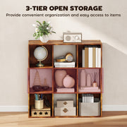 3 Tier 9 Cube Storage Unit With Cupboard Ideal For Home Office Organisation Rustic Brown