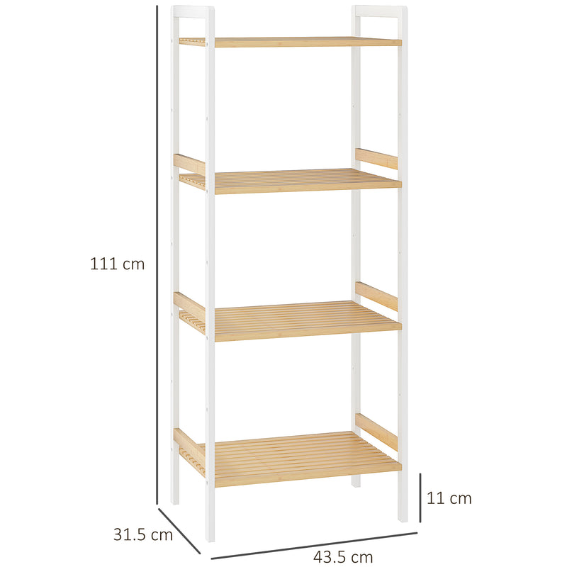 Four Tier Bamboo Adjustable Shelf Storage Unit for Home and Office by HOMCOM