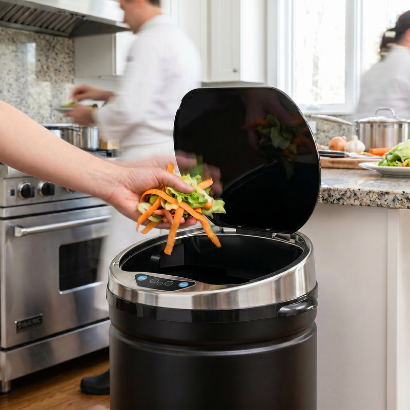 Sensor Kitchen Bin 42L Touch Free with Soft Close Lid for Easy Hygienic Waste Disposal Black