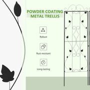 Set of 2 Metal Garden Trellises with Leaf Design for Climbing Plant Support and Decor
