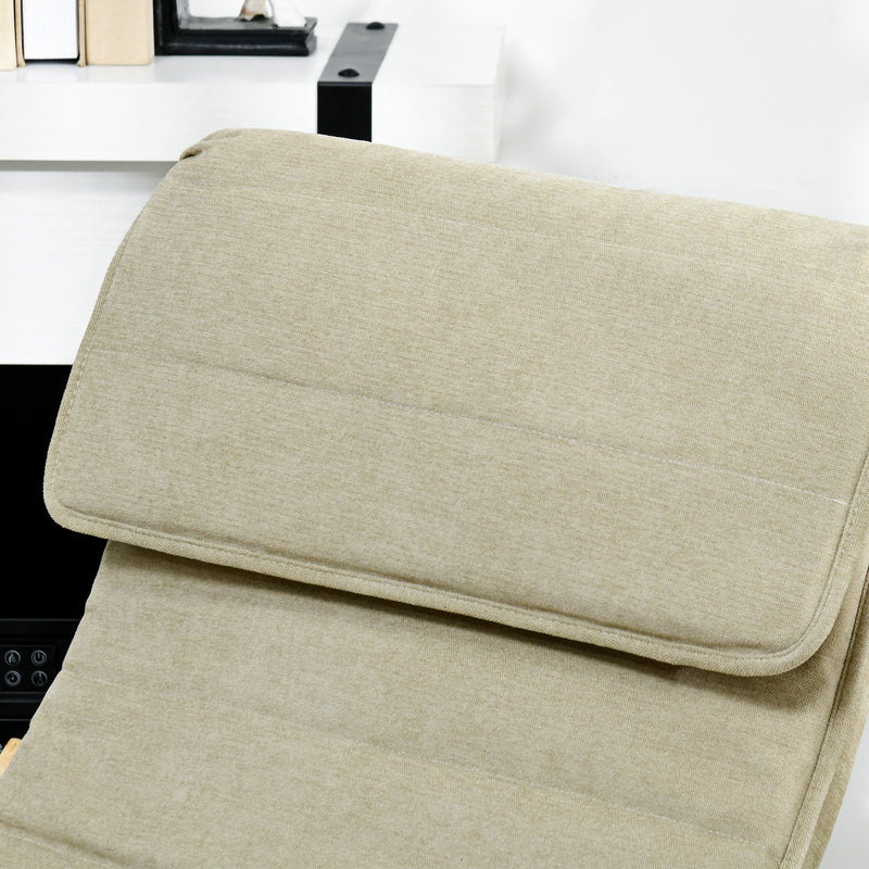 Rocking Recliner Lounge Chair with Adjustable Footrest and Side Pocket for Relaxing Khaki