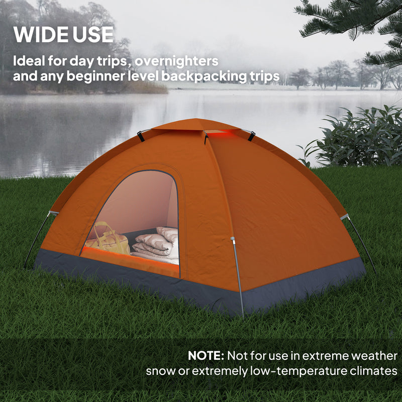 2 Person Camping Tent with Quick Setup and Mesh Windows for Fresh Air Orange