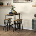 5 Piece Industrial Bar Table Set with 4 Stools, Rustic Brown by HOMCOM