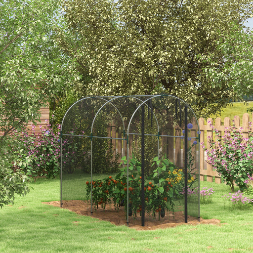 Galvanised Steel Garden Fruit Cage With Zipped Door For Plant Protection Black