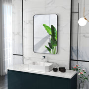Curved Black Bathroom Mirror 90 x 60cm Modern Wall Mounted Design by HOMCOM
