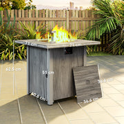 Dark Grey 71cm Gas Fire Pit Table with Glass Screen and Cover 50000 BTU by Outsunny