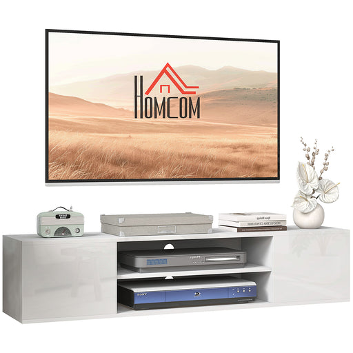 Wall Mounted TV Unit with Storage Shelves and Cable Management for TVs up to 60 Inch White