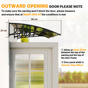 2m Curved Outdoor Front Door Canopy Awning With UV Protection for Porch and Entryway Shelter, Brown