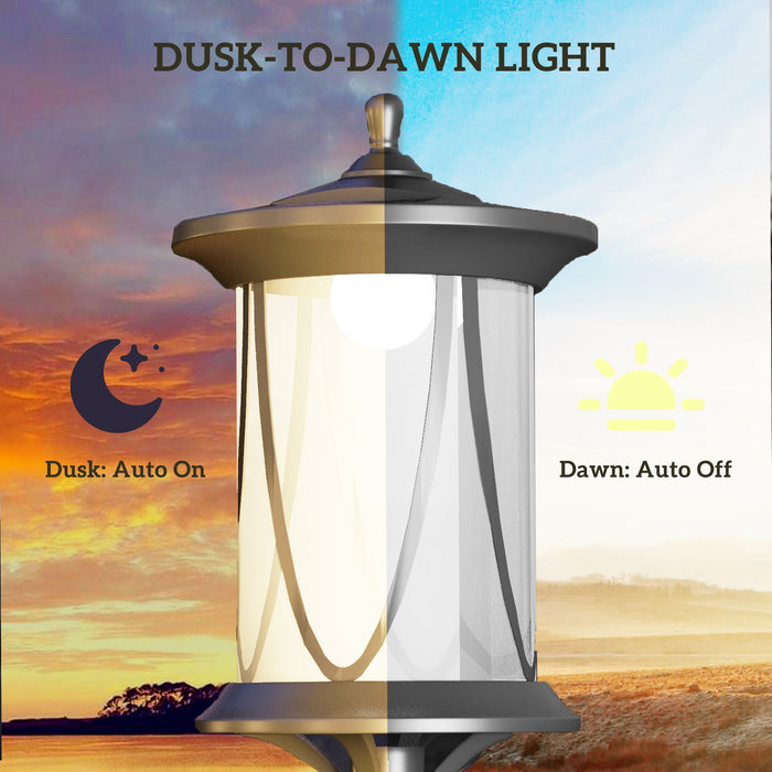 LED Solar Outdoor Lamp Post Garden Light 1.3M Waterproof IP44 Cool White by Outsunny