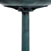 Garden Bird Bath Feeder Stand with Scallop Design and Vintage Finish for Outdoors, Green