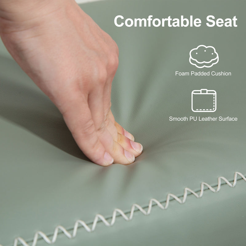 PU Leather Shoe Storage Bench With Padded Seat and Hidden Compartment, Green