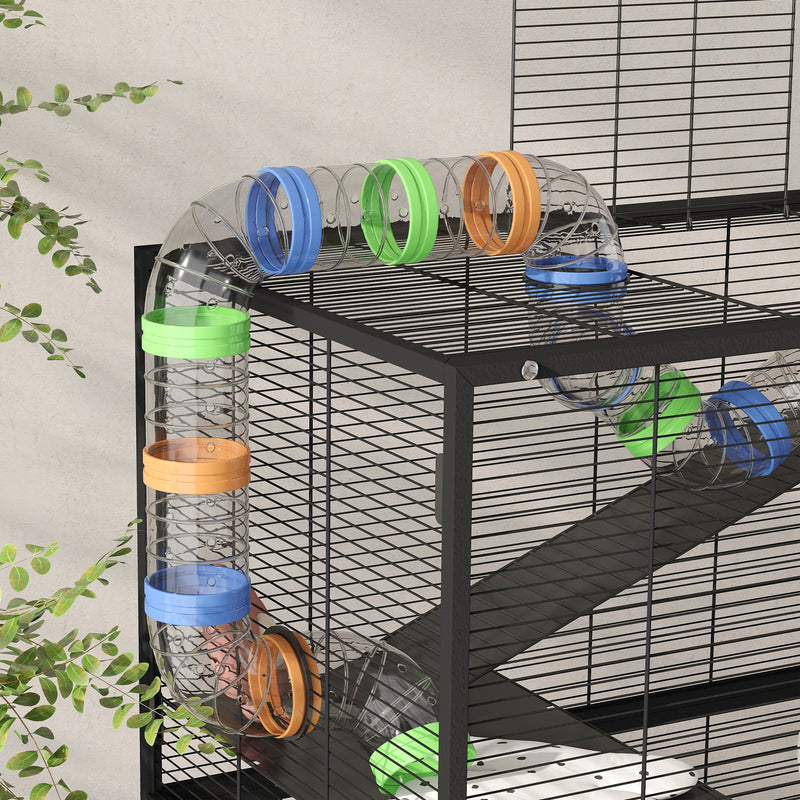 5 Tier Large Hamster Cage with Deep Tray and Storage Shelf for Rats and Gerbils by PawHut