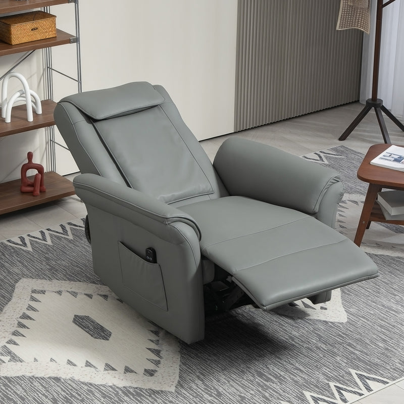 Grey 3D Kneading Massaging Recliner Chair with Headrest and USB Remote by HOMCOM