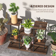 Four Tier Wooden Shelf Plant Stand for Indoor and Outdoor Display by Outsunny