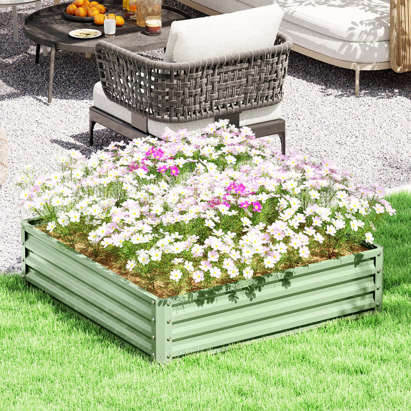 Steel Raised Garden Bed for Easy Outdoor Planting and Strong Plant Protection Light Green