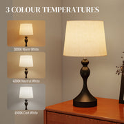 Set of Two Touch Control Table Lamps with USB Charging Ports for Bedroom or Lounge Black Beige AOSOM