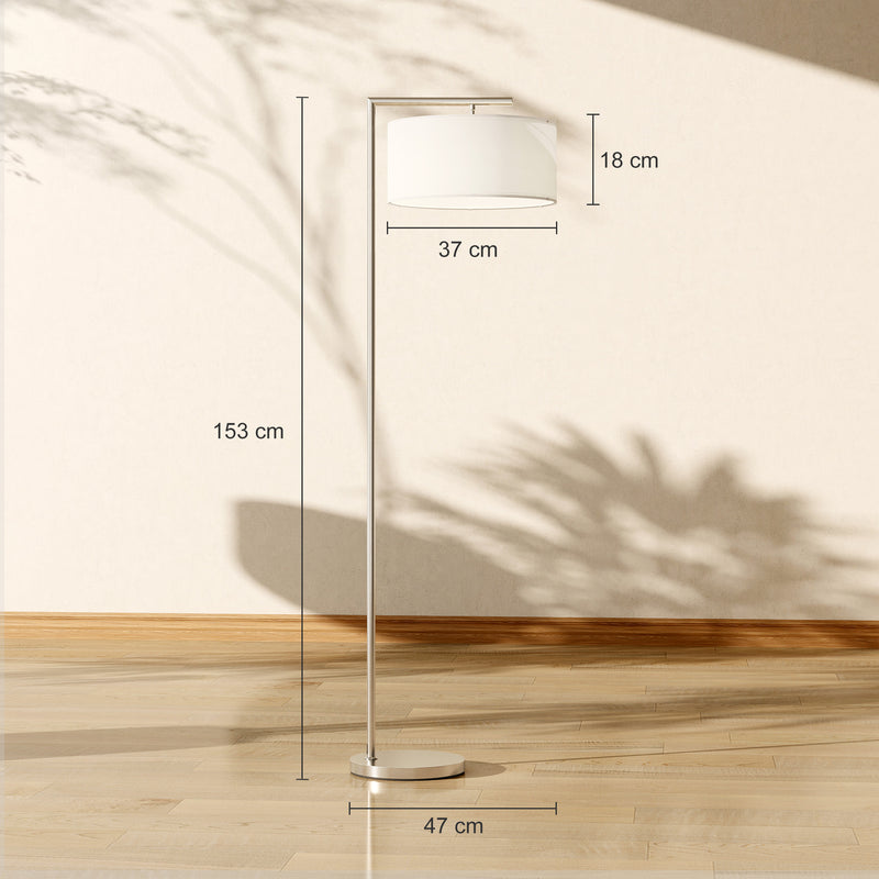 Floor Lamp with Overhead Soft Light for Living Room or Bedroom Silver and White AOSOM