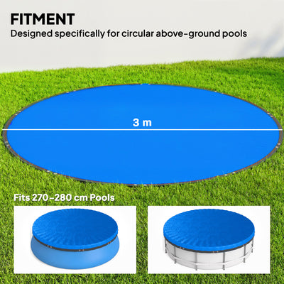 Round Pool Cover for 270–280 cm Above Ground Pools Keeps Water Clean Blue AOSOM
