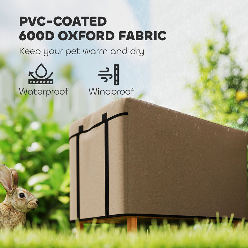 Waterproof Rabbit Hutch Cover Fits X-D2-0047 and Similar Models Brown by PawHut