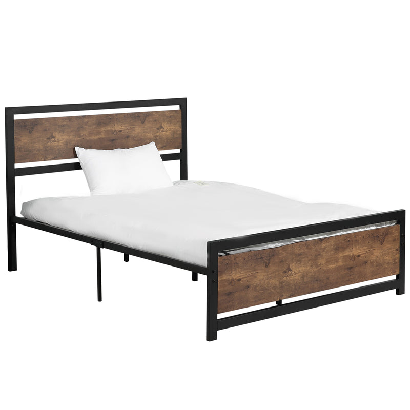 Double Metal Bed Frame with Headboard and Storage Space for Adult Bedrooms