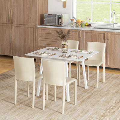 White Wooden Folding Dining Table Drop Leaf Space-Saving Table for 2-4 People by HOMCOM