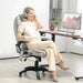 Executive Swivel Office Chair with Massage and Heat High Back Light Grey PU Leather by HOMCOM