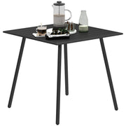 Black Square Garden Table for 4 with Slat Top and Steel Frame 80cm by Outsunny