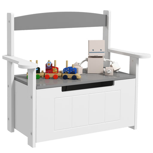 Grey 2 in 1 Toy Box for Kids with Lid for Bedroom Nursery Playroom by AIYAPLAY