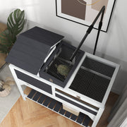Wooden Tortoise Enclosure with Adjustable Lamp Holder and Removable House, Grey