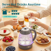 Kettle and Toaster Set 17L Fast Boil Kettle and 2 Slice Toaster with Browning Control Grey AOSOM