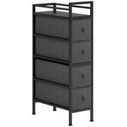 Slim 4 Drawer Fabric Storage Cabinet with Steel Frame for Small Bedrooms Black AOSOM