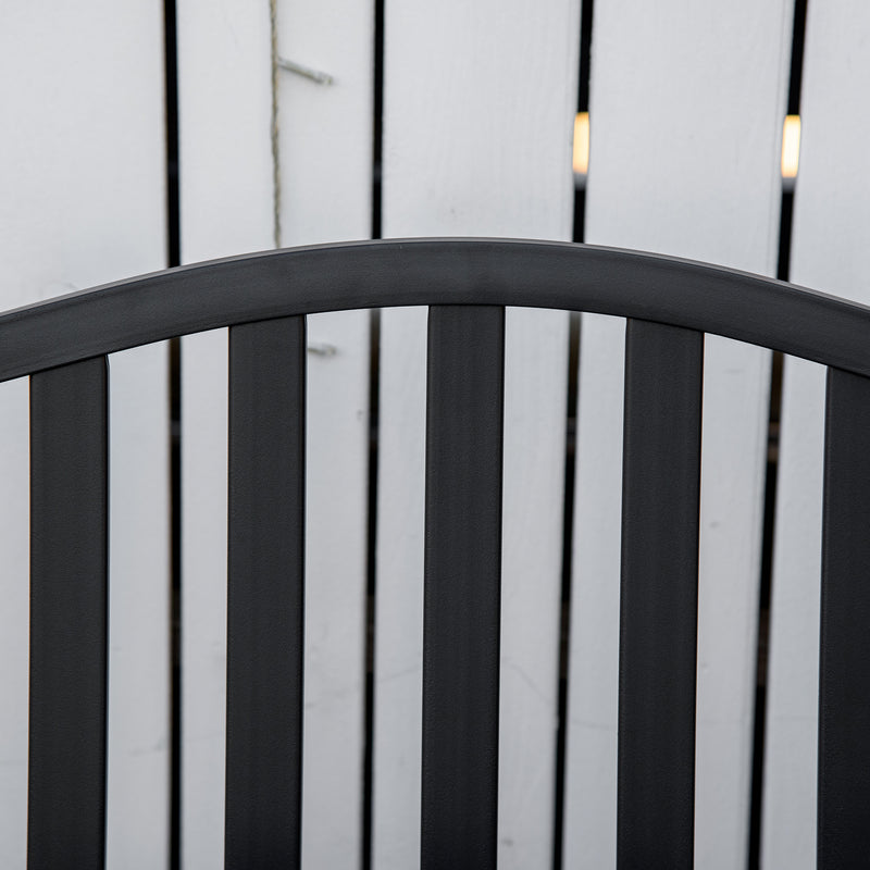 Outdoor Metal Bench with Pull-Out Centre Table for Garden or Patio Seating Black Outsunny