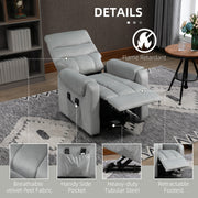 Electric Rise and Recliner Massage Chair with Remote and Storage Pocket, Grey