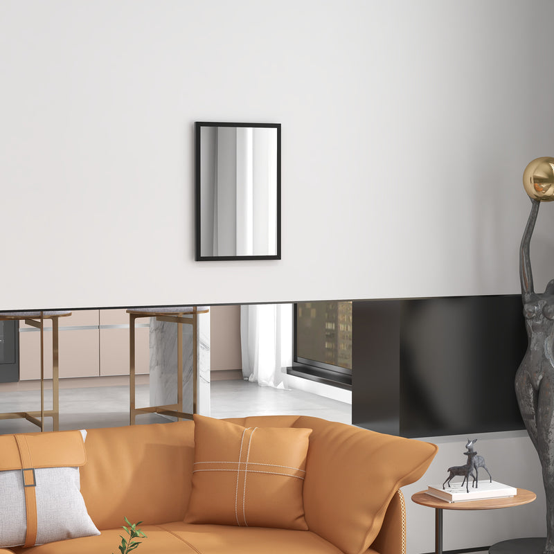 Wall Mounted Mirror 60 x 40 cm with Stylish Frame for Bathroom or Hallway Black