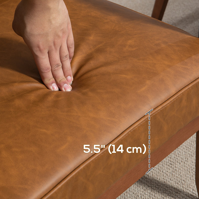 Retro Style Accent Armchair With Comfy Faux Leather Seat Ideal For Living Room Brown