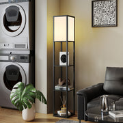 Modern Floor Lamp with 3 Storage Shelves for Living Room or Bedroom Lighting Black AOSOM