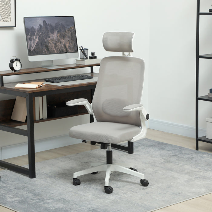 Grey Adjustable Mesh Swivel Office Chair with Ergonomic Design by HOMCOM