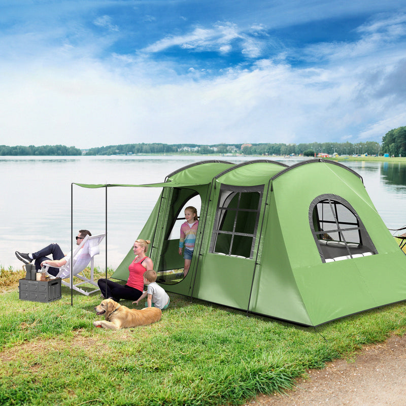 Family Camping Tent with Separate Bedroom and Living Area for Dry Spacious Shelter Green