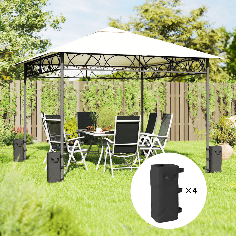 Gazebo Weight Bags Set of 4 for Secure Outdoor Shelters Waterproof Black AOSOM