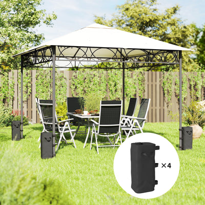 Gazebo Weight Bags Set of 4 for Secure Outdoor Shelters Waterproof Black AOSOM