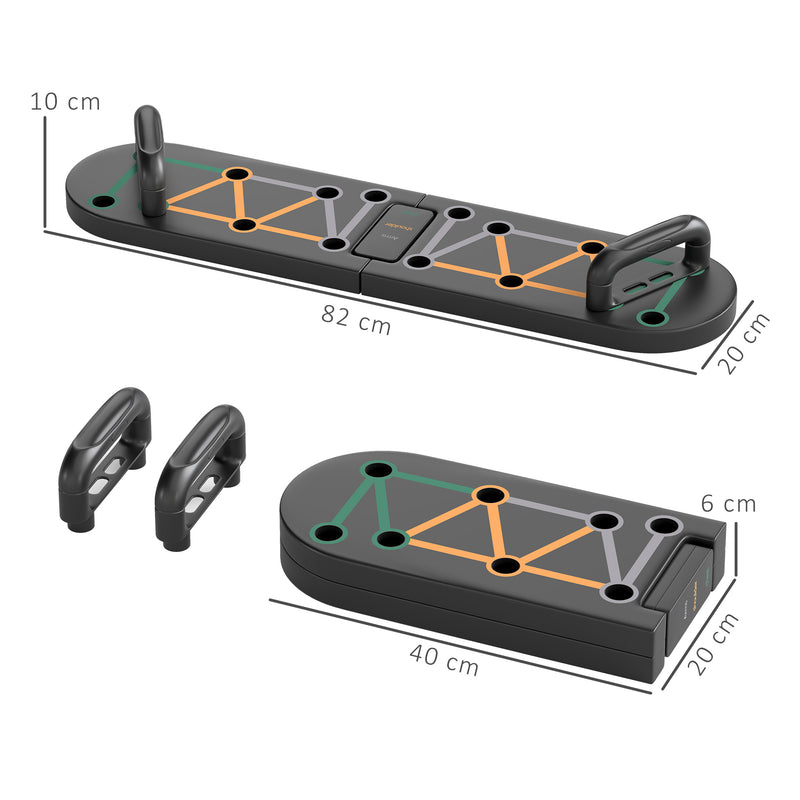 SPORTNOW Foldable Push Push Up Board with Non-Slip Pads, for Chest, Arms, Shoulders, Black AOSOM