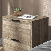 Set of Two Wooden Bedside Tables with Storage for Bedroom or Guest Room, Oak Colour