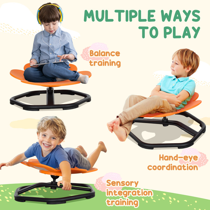 Orange Sensory Spinning Chair for Kids Improves Coordination and Balance by AIYAPLAY