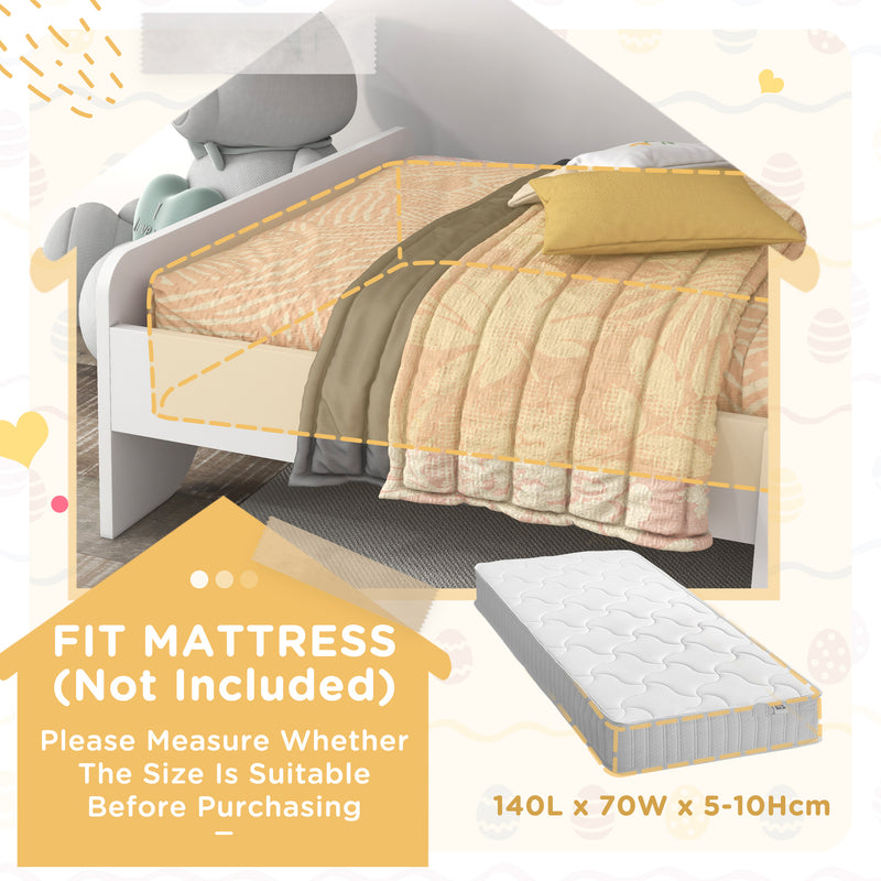 Toddler Bed with Rabbit Design Ideal for Kids Bedroom Play and Sleep Space, White