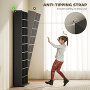 Black CD Storage Tower Holds 640 Discs Space Saving Media Shelf Unit