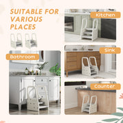 Adjustable Toddler Step Tower with Handles and Non Slip Base for Kitchen Help, Grey