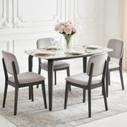 4 Seat Dining Table with Easy Clean Sintered Stone Marble Effect Top for Family Meals White & Black Homcom