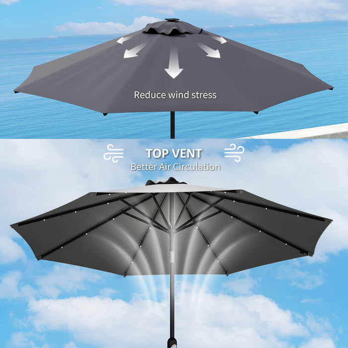 Grey 3m Replacement Parasol Canopy UPF 50 Plus with Top Vent Fits 8 Rib Frames by Outsunny